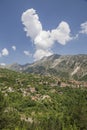 mountain and waterfalls in village theodorian arta perfecture greece firs forest high rocks butterfly Royalty Free Stock Photo