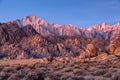 Mountain Whitney and Lone Pine Peak view on sunrise at Alabama Hills