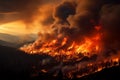 Mountain wildfire Intense flames engulfing the mountainside in a dramatic scene Royalty Free Stock Photo