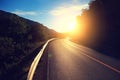 Mountain winding road at sunset