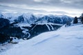 Mountain winter landscape in cold weather.