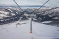 Mountain winter landscape, Slovakia.Ski resort Jasna cable car Royalty Free Stock Photo