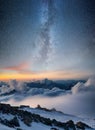 Mountain in the winter at the night time