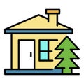 Mountain wood house icon color outline vector Royalty Free Stock Photo