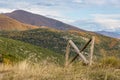 Mountain wooden fence, autumn in Northern Greece