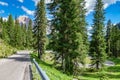 Summer time in Dolomite alps with road