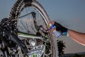 Mountainbike maintenance Royalty Free Stock Photo