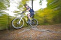 Mountainbiker jumps in Vienna Woods