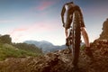 Mountainbiker in the Mountains Royalty Free Stock Photo