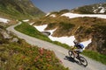 Mountainbiker riding in the Alps