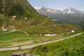 Mountainbiker riding in the Alps