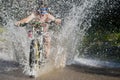 Mountainbiker Water Bike Downhill Splash Royalty Free Stock Photo