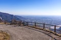 Mountainbikes on Monte San Simeone with view to Friuli-Venezia