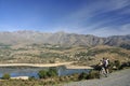 Mountainbiking above Lac de Calacuccia, Corse, France Royalty Free Stock Photo