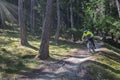 Mountainbiking on Roatbrunn Trail at Tarscher Alm, Italy Royalty Free Stock Photo