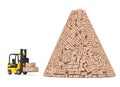 Mountaine Heap of Cardboard Parcel Packages with Forklift. 3d Re