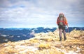 Mountaineer with a backpack.