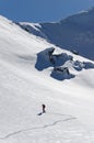 Mountaineer climbing a steep face