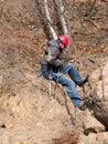 Mountaineer climbing up