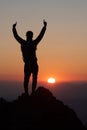 Mountaineer conquers the summit of the Tramont Royalty Free Stock Photo