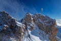 Mountaineer at the peak of Zugspitze, Germany