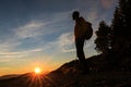 Mountaineer silhouette at the sunset