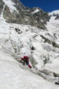 Mountaineer on snow and ice Royalty Free Stock Photo