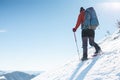 Man in snow snowshoes.