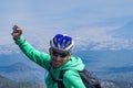 Mountaineer taking picture with smartphone in the mountains .mountain Malinche Mexico