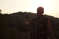 Mountaineer taking a selfie while hiking