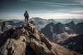 Mountaineer on top of the mountain Royalty Free Stock Photo