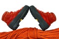 Mountaineering Boots and Rope Royalty Free Stock Photo