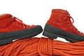 Mountaineering Boots and Rope Royalty Free Stock Photo