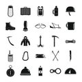 Mountaineering equipment icons set, simple style Royalty Free Stock Photo