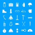 Mountaineering equipment icons set, simple style Royalty Free Stock Photo