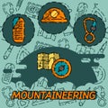 Mountaineering flat concept icons