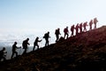 mountain climbing activity and compatible team Royalty Free Stock Photo