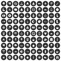 100 mountaineering icons set black circle Royalty Free Stock Photo
