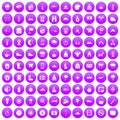 100 mountaineering icons set purple