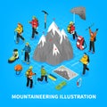 Mountaineering Isometric Illustration