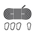 Mountaineering Rope and Carabiners Icons