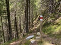 Mountaineering signposts and markings on peaks and slopes of the Pilatus mountain range and in the Emmental Alps, Alpnach