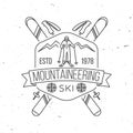 Mountaineering ski badge. Vector ski club retro badge. Concept for alpine club shirt or logo, print, stamp or tee