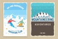 Mountaineering ski retro posters. Vector. Concept for alpine club shirt, print, stamp. Vintage typography design with