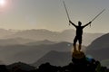 Mountaineering, sporting activity and success happiness