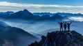 Mountaineers on a Dreamlike Mountaintop Summit