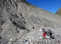 Mountaineers on the mountain rocks