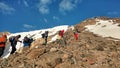 Mountain climbers climbing on north east ridge of Mount Damavand , Iran Royalty Free Stock Photo