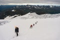 Mountaineers roped up on the glacier Royalty Free Stock Photo