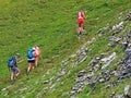 Mountaineers on the slopes of the Swiss mountains and in the Uri Alps massif, Innertkirchen - Canton of Bern, Switzerland